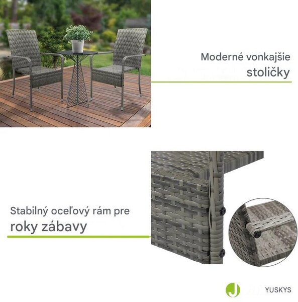 Ratanové stoličky Yoro 2 ks - sivá