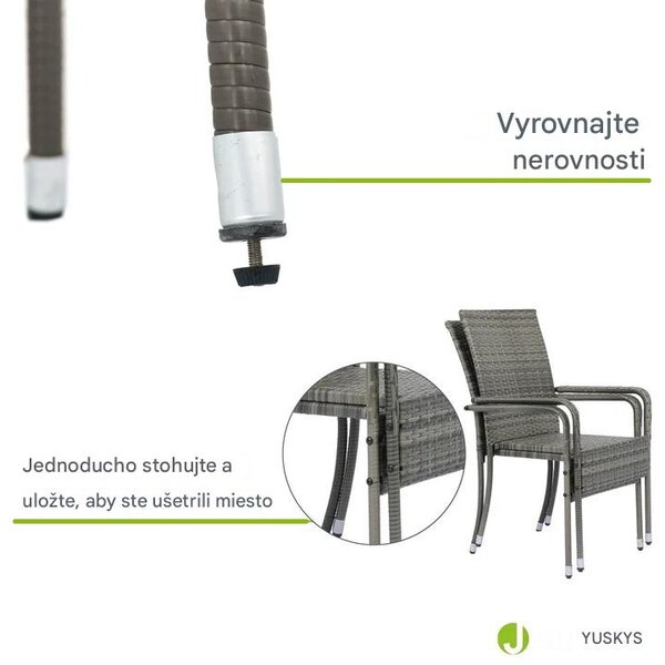 Ratanové stoličky Yoro 2 ks - sivá