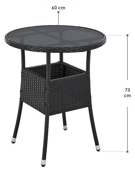 Ratanový okrúhly stôl Yoro Ø60 cm - čierny