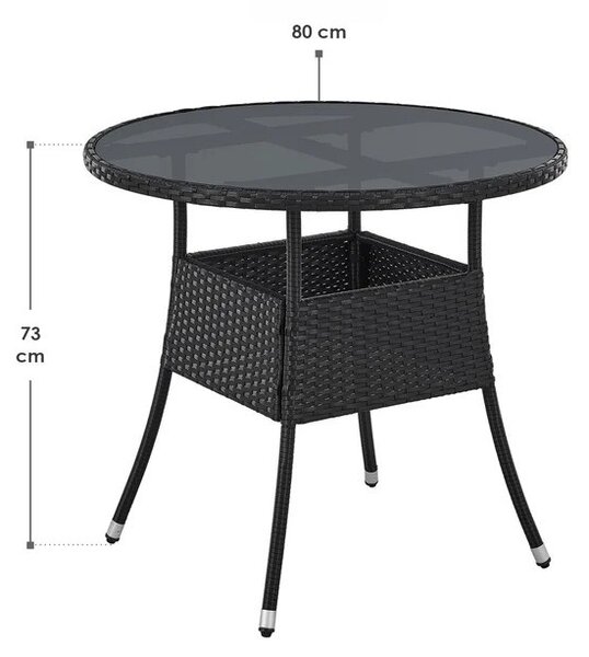 Ratanový okrúhly stôl Yoro Ø80 cm - čierny