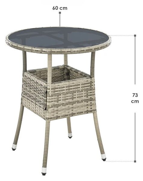 Ratanový okrúhly stôl Yoro Ø60 cm - šedý