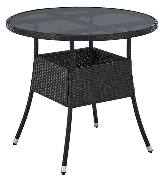 Ratanový okrúhly stôl Yoro Ø80 cm - čierny