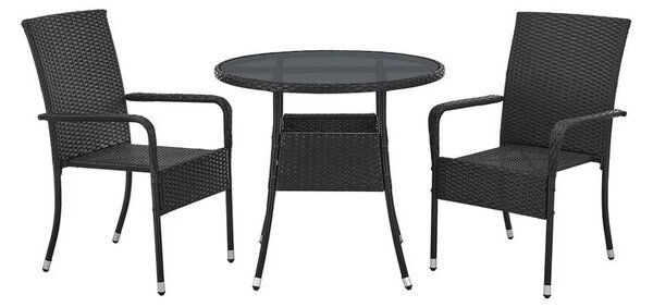 Ratanový okrúhly stôl Yoro Ø80 cm - čierny