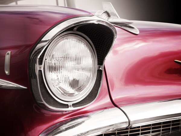 Umelecká fotografie American classic car Bel Air 1957 Headlight, Beate Gube, (40 x 30 cm)