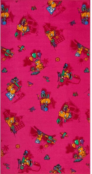 Jutex Detský koberec funny bear ružový 95x200 cm, Rozmery 2.00 x 0.95