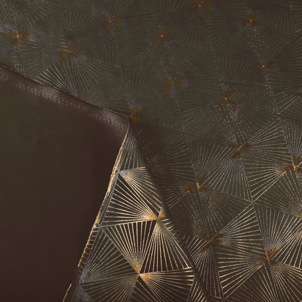 Biante Zamatový záves Isabela IBL-012 Rose Gold trojuholníky na hnedom - šírka 135 cm 135x160 cm