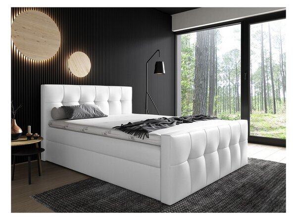 Čalúnená posteľ Maxim 180x200, biela eko koža