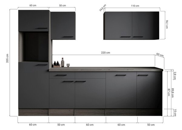 KUCHYNSKÝ BLOK BEZ SPOTREBIČO 280 cm Respekta - Online Only kuchyne, Online Only