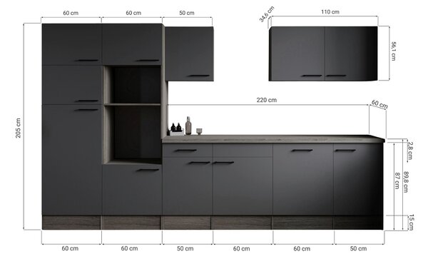 KUCHYNSKÝ BLOK BEZ SPOTREBIČO 340 cm Respekta - Online Only kuchyne, Online Only