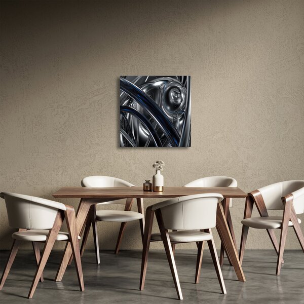 Obraz sivej abstrakcie s modrou (30x30 cm)