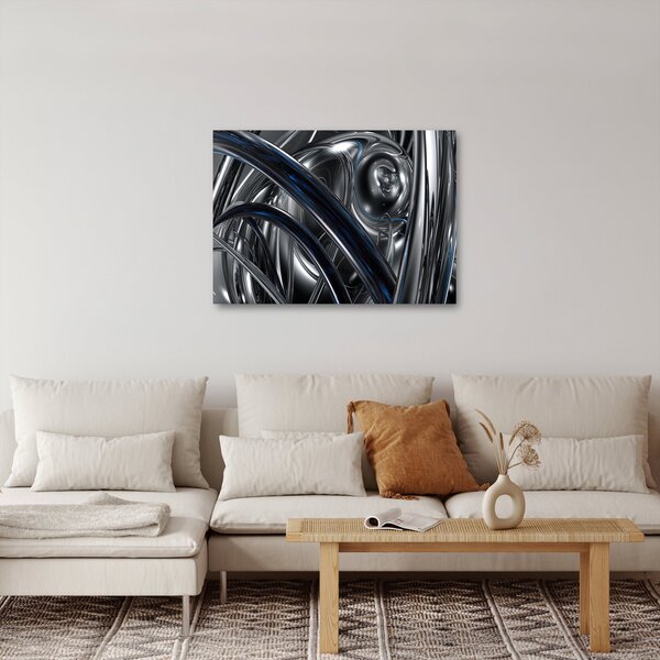 Obraz sivej abstrakcie s modrou (70x50 cm)
