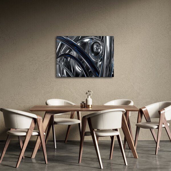 Obraz sivej abstrakcie s modrou (70x50 cm)