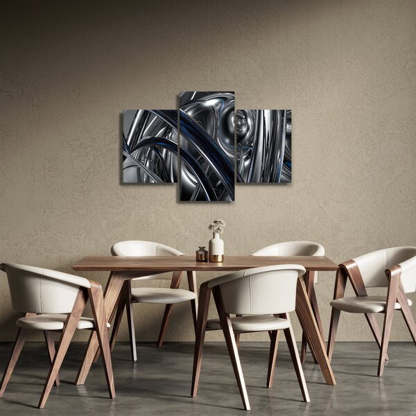 Obraz sivej abstrakcie s modrou (90x60 cm)