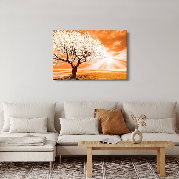 Oranžový obraz stromu (90x60 cm)