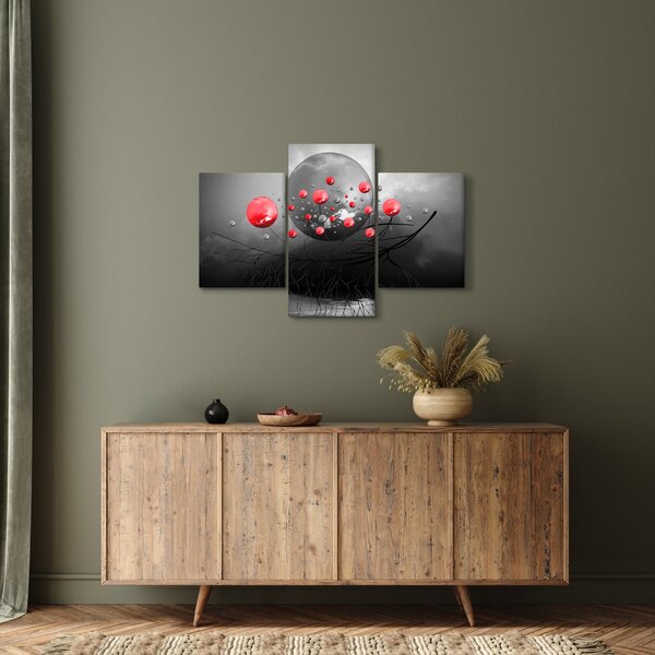 Obraz červených abstraktných gulí (90x60 cm)