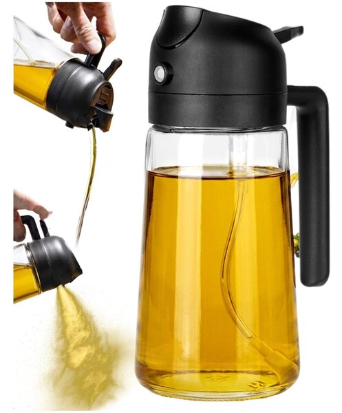VILDE Sklenený rozprašovač a dávkovač na olej 2v1 450ml - číre sklo