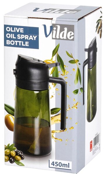 VILDE Sklenený rozprašovač a dávkovač na olej 2v1 450ml - zelené sklo