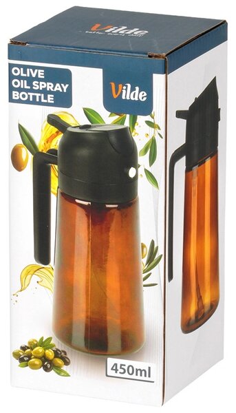 VILDE Sklenený rozprašovač a dávkovač na olej 2v1 450ml - hnedé sklo