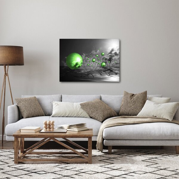 Obraz zelených abstraktných gulí (70x50 cm)