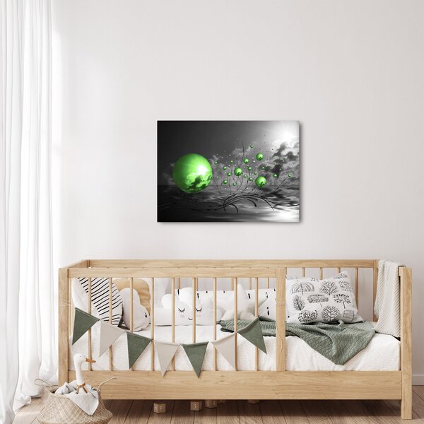 Obraz zelených abstraktných gulí (70x50 cm)