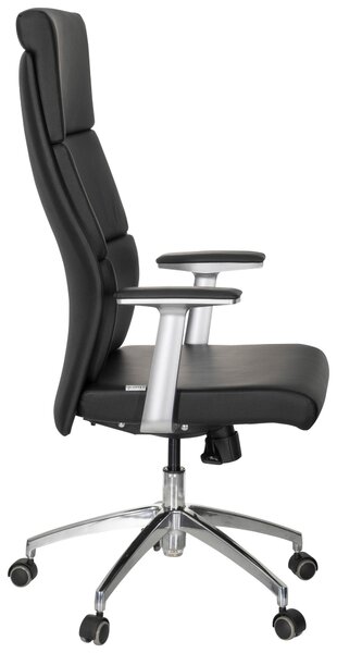 OTOČNÁ STOLIČKA, vzhľad kože, čierna, strieborná MID.YOU - Online Only kancelárie, Online Only