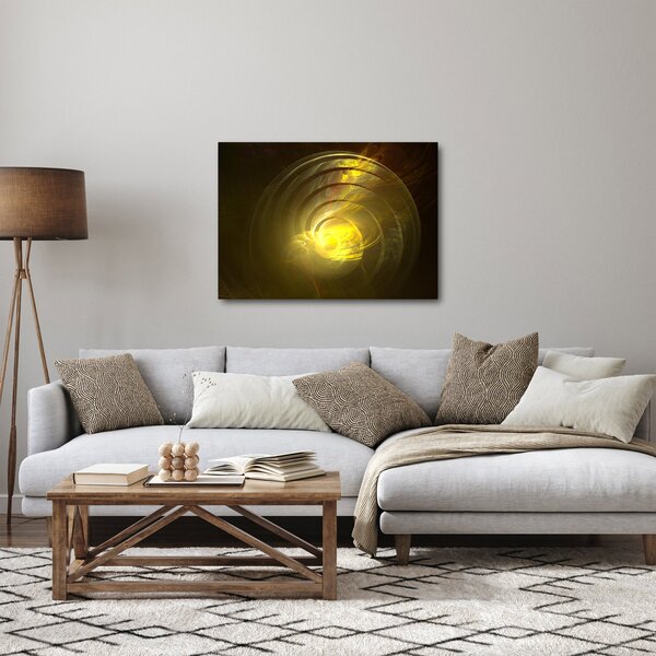 Obraz žltej abstraktnej špirály (70x50 cm)