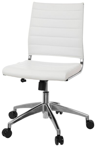 OTOČNÁ STOLIČKA, vzhľad kože, biela, chrómová MID.YOU - Online Only kancelárie, Online Only