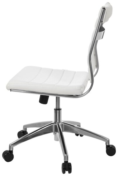 OTOČNÁ STOLIČKA, vzhľad kože, biela, chrómová MID.YOU - Online Only kancelárie, Online Only