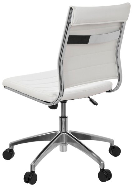 OTOČNÁ STOLIČKA, vzhľad kože, biela, chrómová MID.YOU - Online Only kancelárie, Online Only