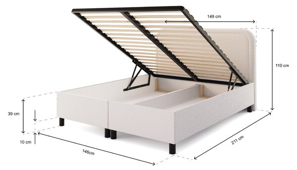 Čalúnená posteľ s úložným priestorom Balleto 140x200 - biela