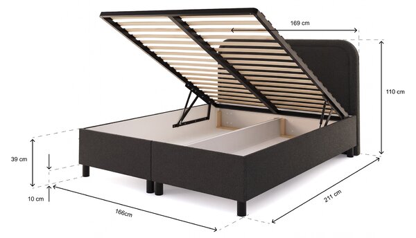 Čalúnená posteľ s úložným priestorom Balleto 160x200 - čierna