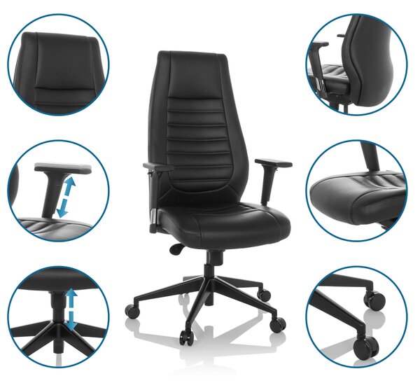 OTOČNÁ STOLIČKA, vzhľad kože, čierna MID.YOU - Online Only kancelárie, Online Only