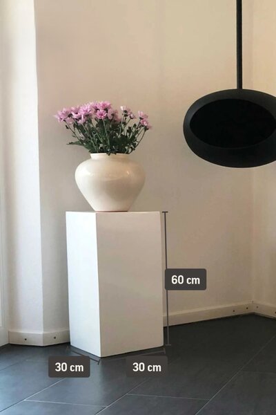 Podstavec PODEST, výška 60 cm, sklolaminát, biely lesk
