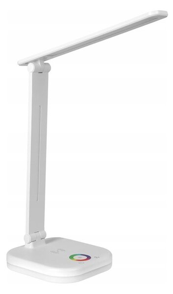 Stmievateľná stolná lampa LED RGBW s bezdrôtovým nabíjaním, 7W/5V USB, biela