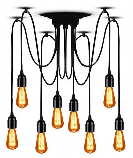 Toolight - Stropná lampa Spider 8xE27, čierna, OSW-00018