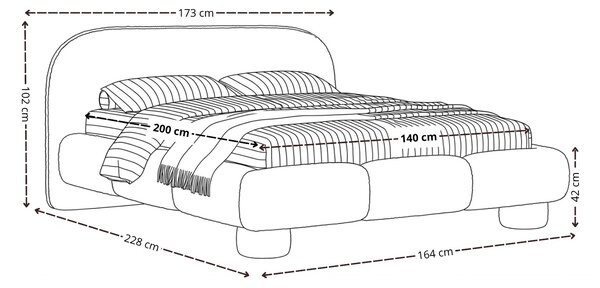 Čalúnená posteľ HELOISE 140 x 200 v látke Quelle