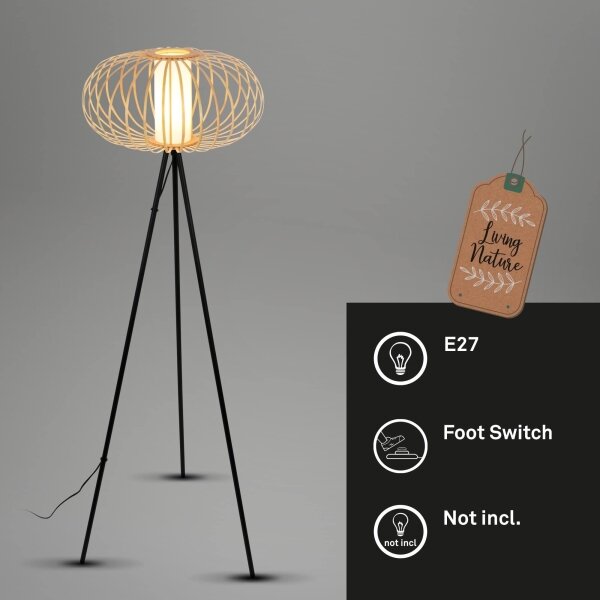 Briloner 1759011 - Stojacia lampa 1xE27/10W/230V bambus/čierna