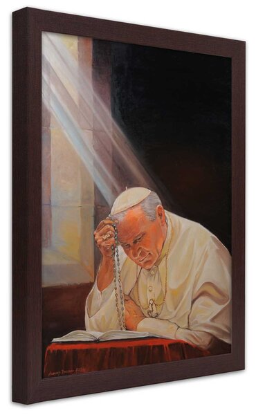 Gario Plagát Pápež Ján Pavol II Farba rámu: Hnedá, Veľkosť: 30 x 45 cm