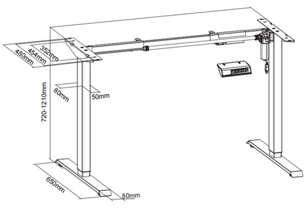 Výškovo nastaviteľný stôl, 1 motor, 745 - 1235 mm, doska 1600 x 800 mm, čierna podnož, sivá