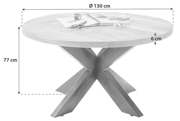 JEDÁLENSKÝ STÔL, mangové drevo, prírodná farba, 130/130/77 cm P & B - Stoly, Online Only