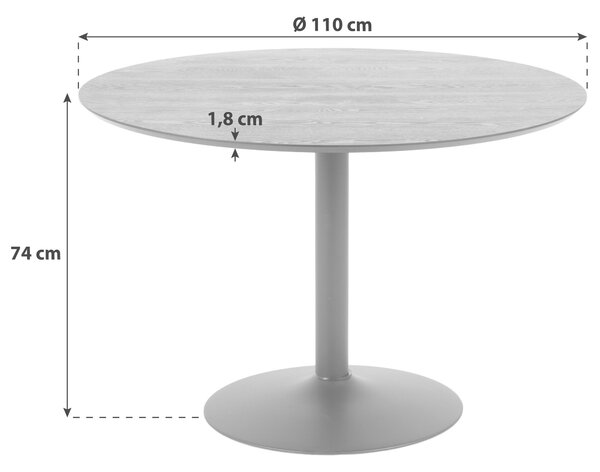 JEDÁLENSKÝ STÔL, čierna, farba jaseňa, 110/110/74 cm P & B - Stoly, Online Only