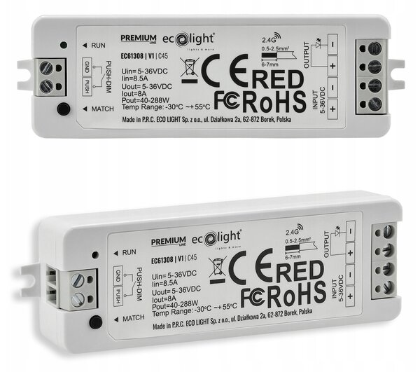 Stmievač LED pásikov rf mono 5-36v 12v 24v 8a