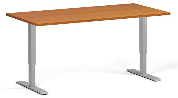 Výškovo nastaviteľný stôl, 160x80 cm, 1 motor, sivá podnož, čerešňa