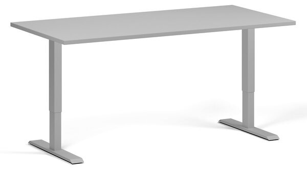 Výškovo nastaviteľný stôl, 160x80 cm, 1 motor, sivá podnož, sivá