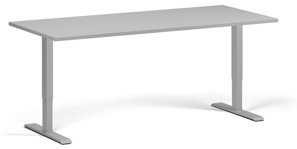 Výškovo nastaviteľný stôl, 180x80 cm, 1 motor, sivá podnož, sivá