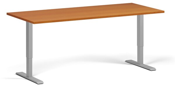 Výškovo nastaviteľný stôl, 180x80 cm, 1 motor, sivá podnož, čerešňa