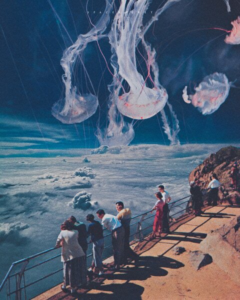 Ilustrácia The sea view, spacerocket art, (30 x 40 cm)