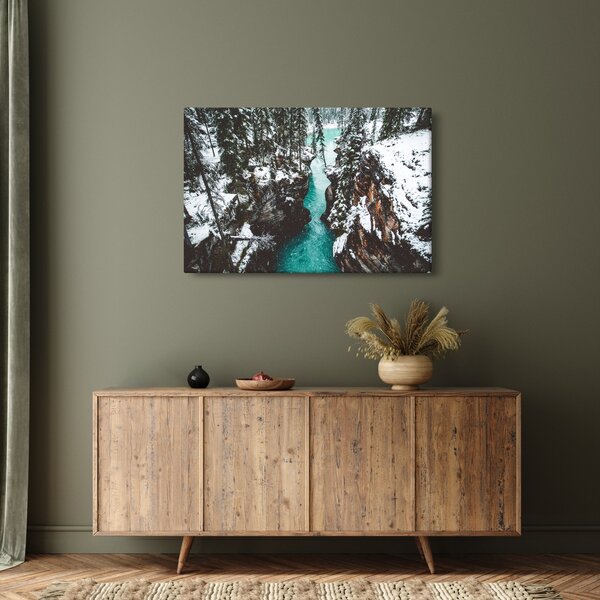 Obraz - horská rieka v zime (90x60 cm)
