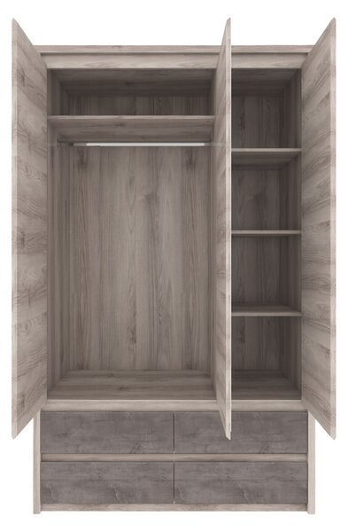 KONDELA Skriňa so zrkadlom 3D4S, gaštan nairobi/onyx, JESI NEW