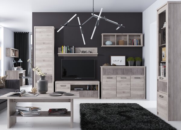 KONDELA Regál 2D1S, gaštan nairobi/onyx, JESI NEW